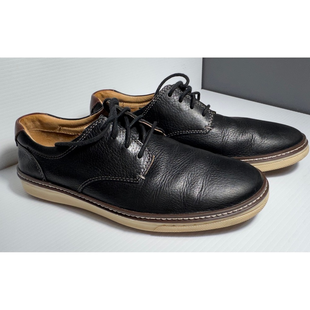 Johnston & Murphy J&M 1850 Mens Black Tumbled Leather Oxford Shoes 25-2641 8.5M